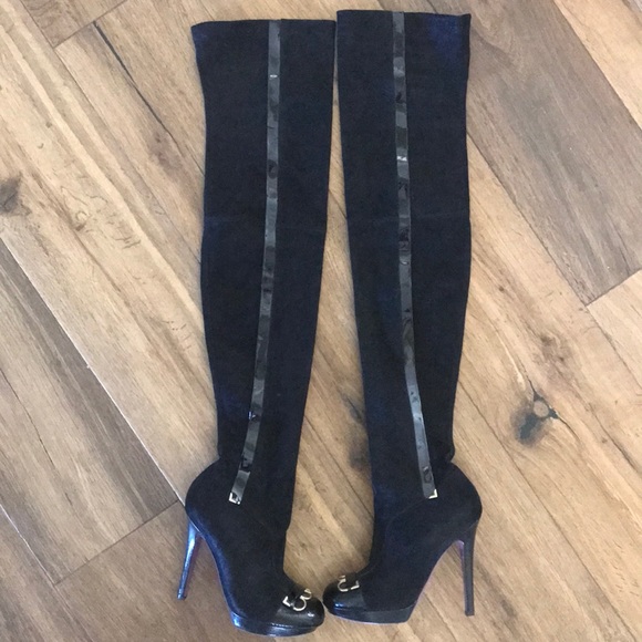 versace thigh high boots